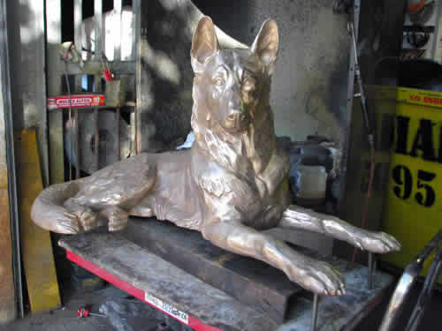 K9 Memorial - bronze ready for patina